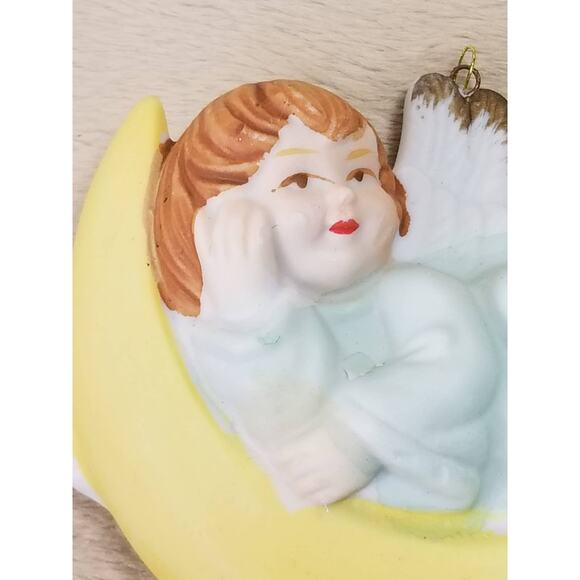 Angels Cherub Christmas Tree Ornaments 3 1/2" Ceramic 80s Collectible x3 Vintage - Picture 6 of 15